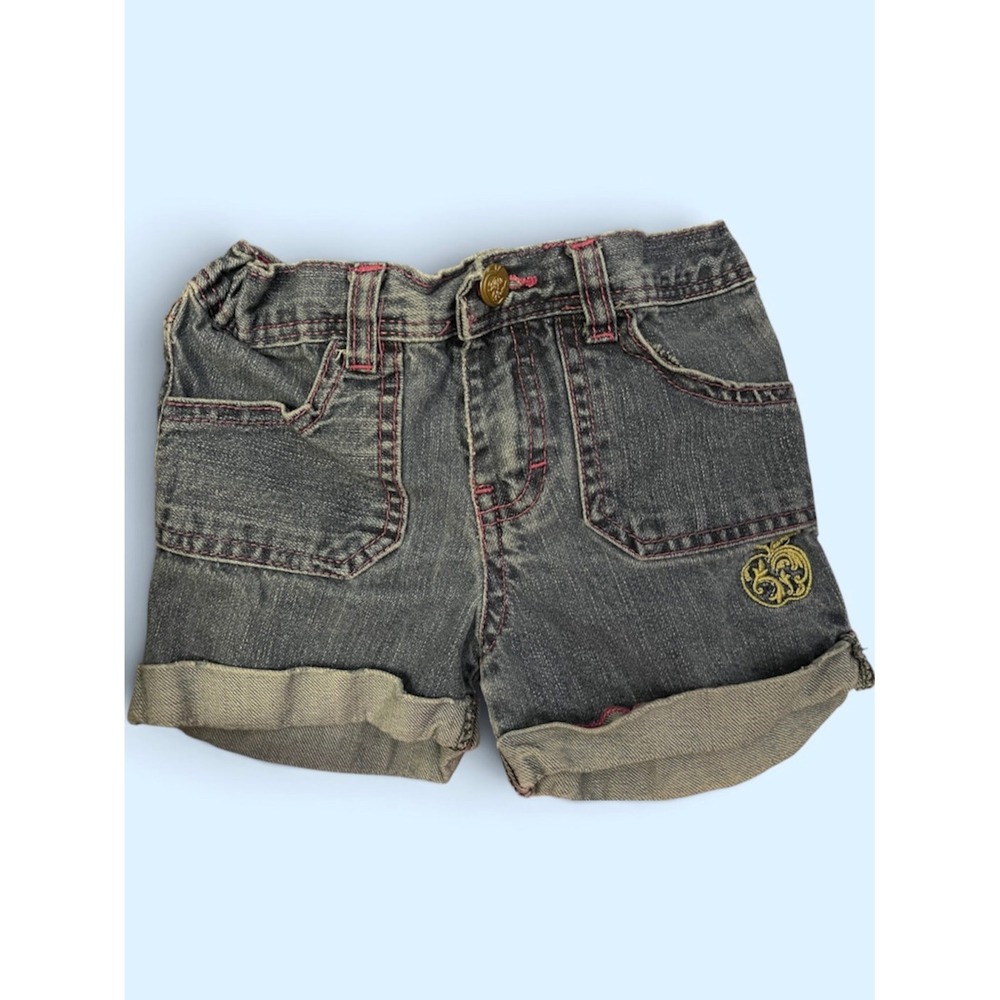 Apple Bottoms Girls Toddler 3T Denim Shorts Pink Stitching Y2K Vintage